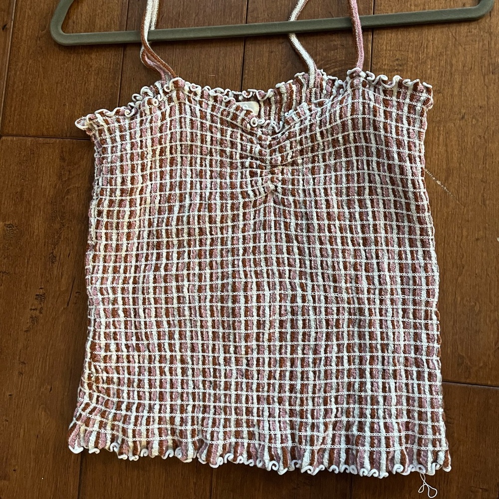 Madewell rouched spaghetti strap tank with sweetheart neckline